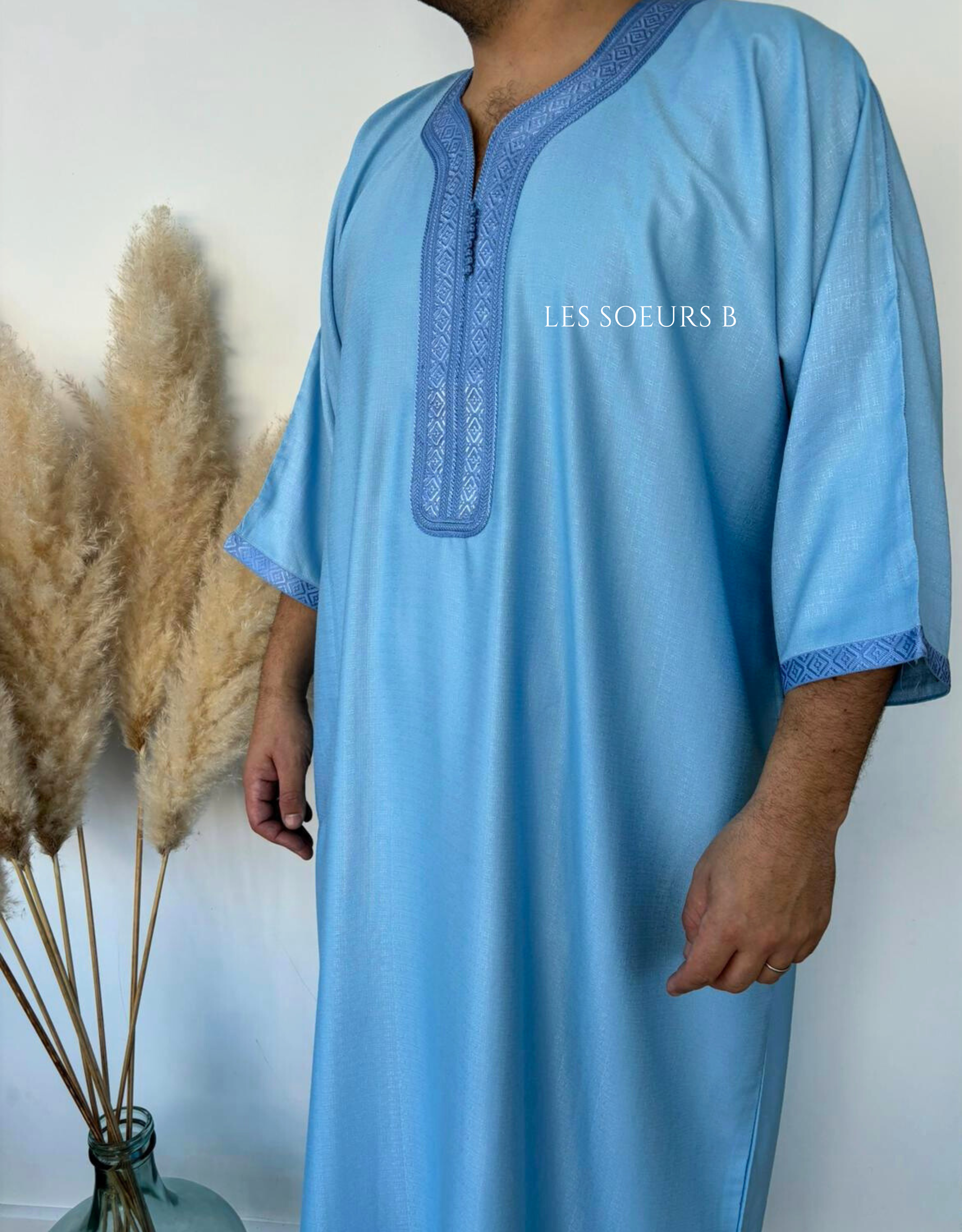 Abaya bleu ciel - Réf : 4069
