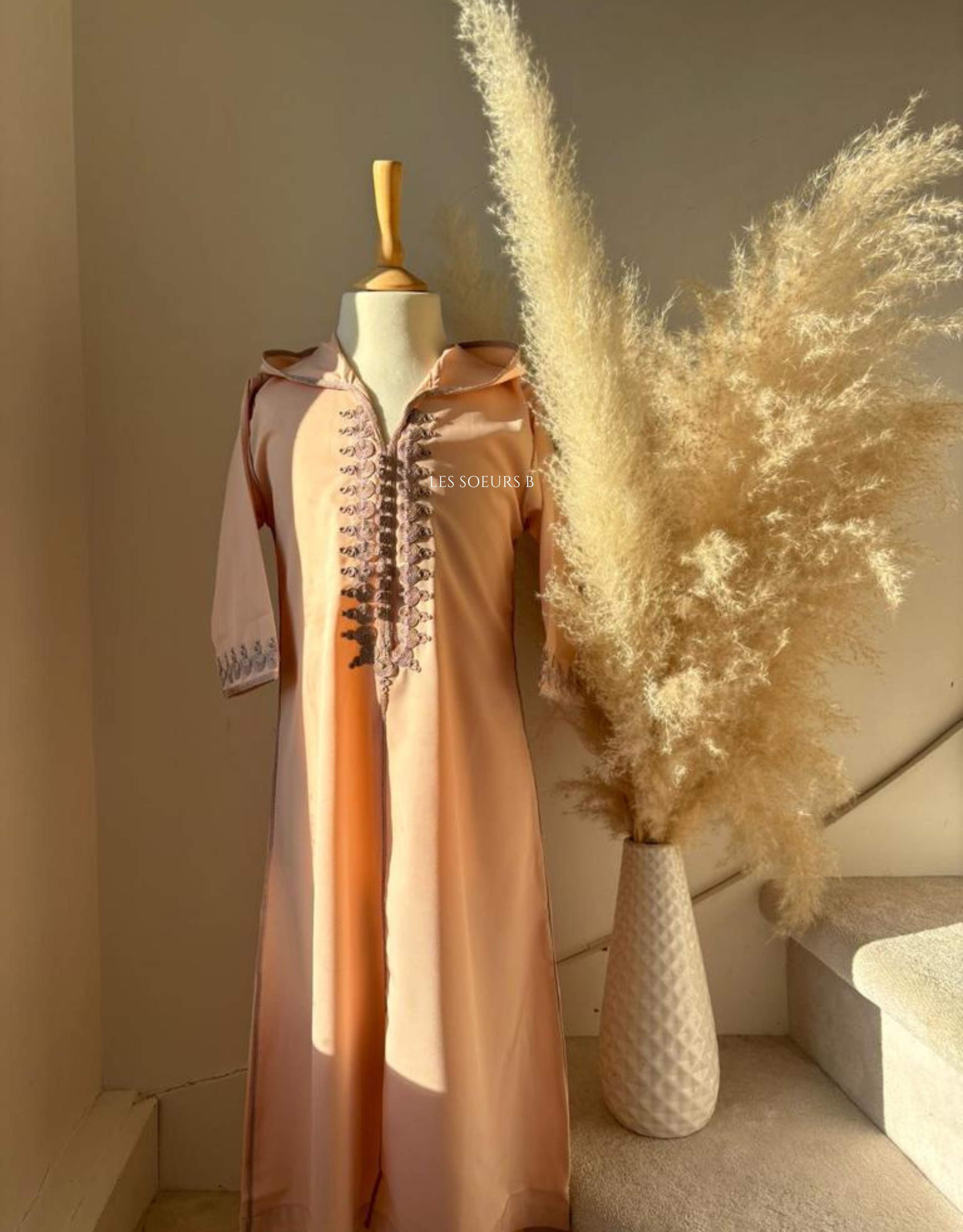 Jellaba rose pâle- Réf : 5069